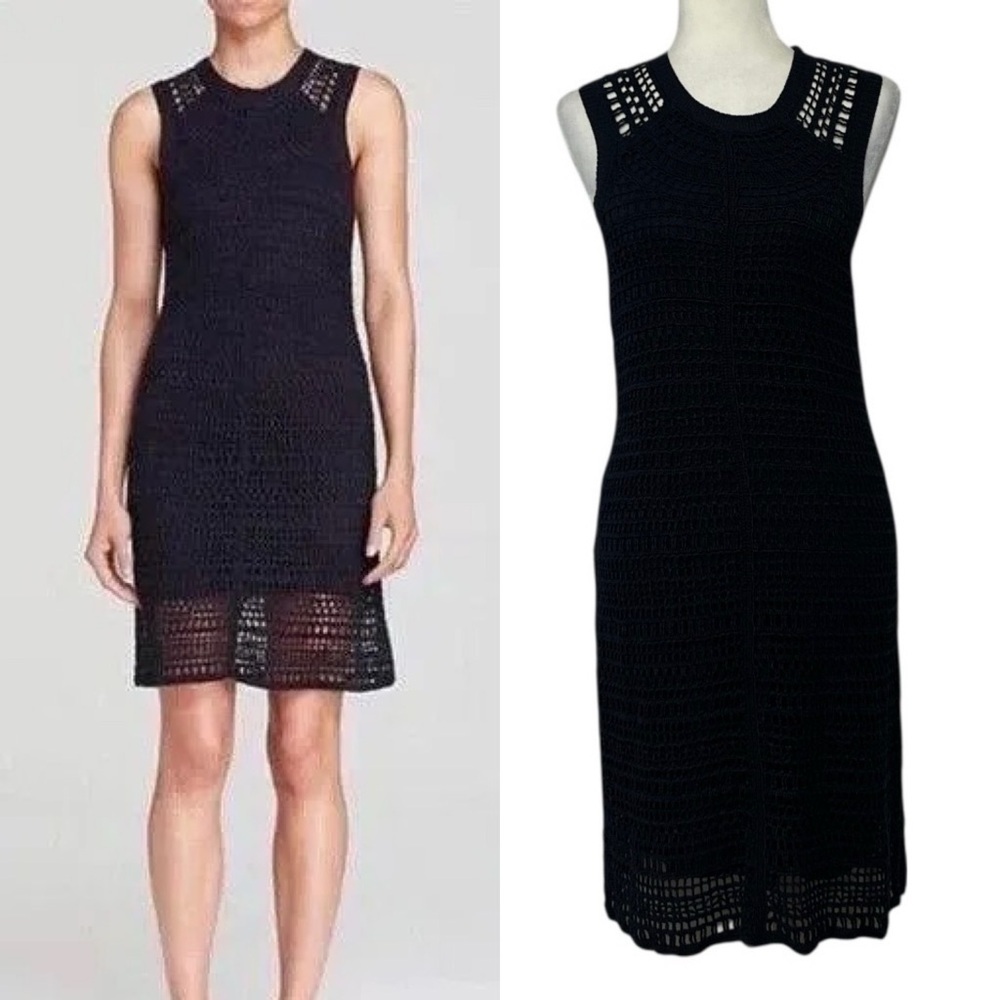 THEORY Nirlee Sag Harbor Crochet Linen Blend Dress in Navy Blue